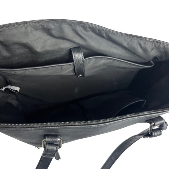 Nine West Tote Laptop Bag Purse Black Zipper Pockets - Picture 3 of 10